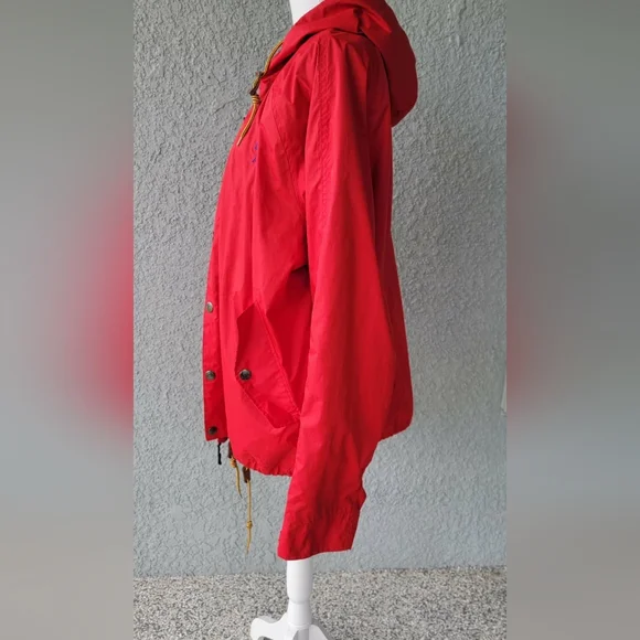 U.S. Polo Assn Red Hooded Windbreaker Jacket Lightweight Zip Snap Women’s Size L - Picture 9 of 15